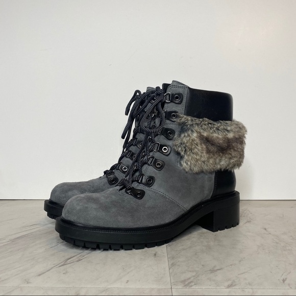 New! Botkier Madigan Suede Fur Lace Up Gray Boot 8.5 - Picture 13 of 13